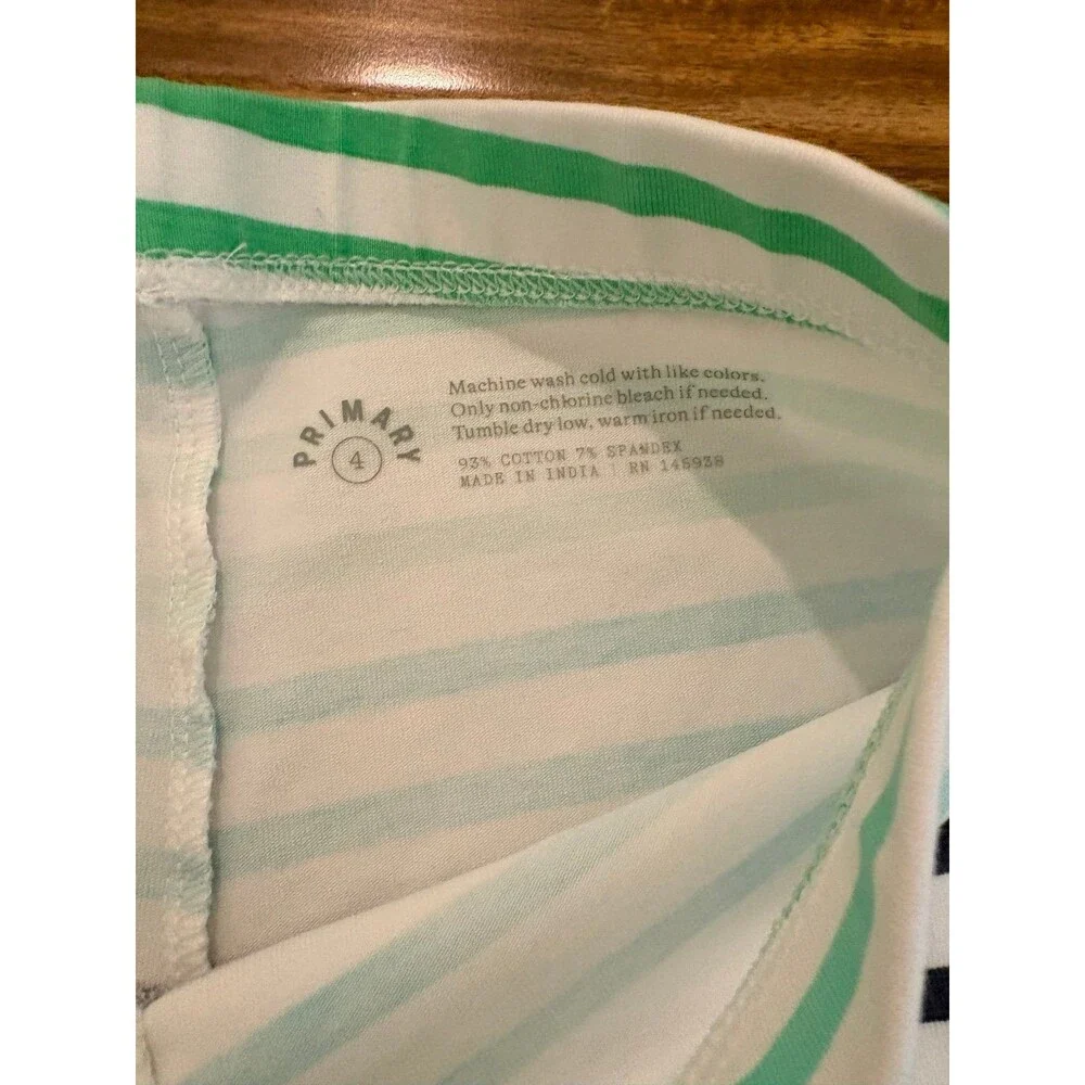 Primary Capri Legging, Green Stripe, Size 4T